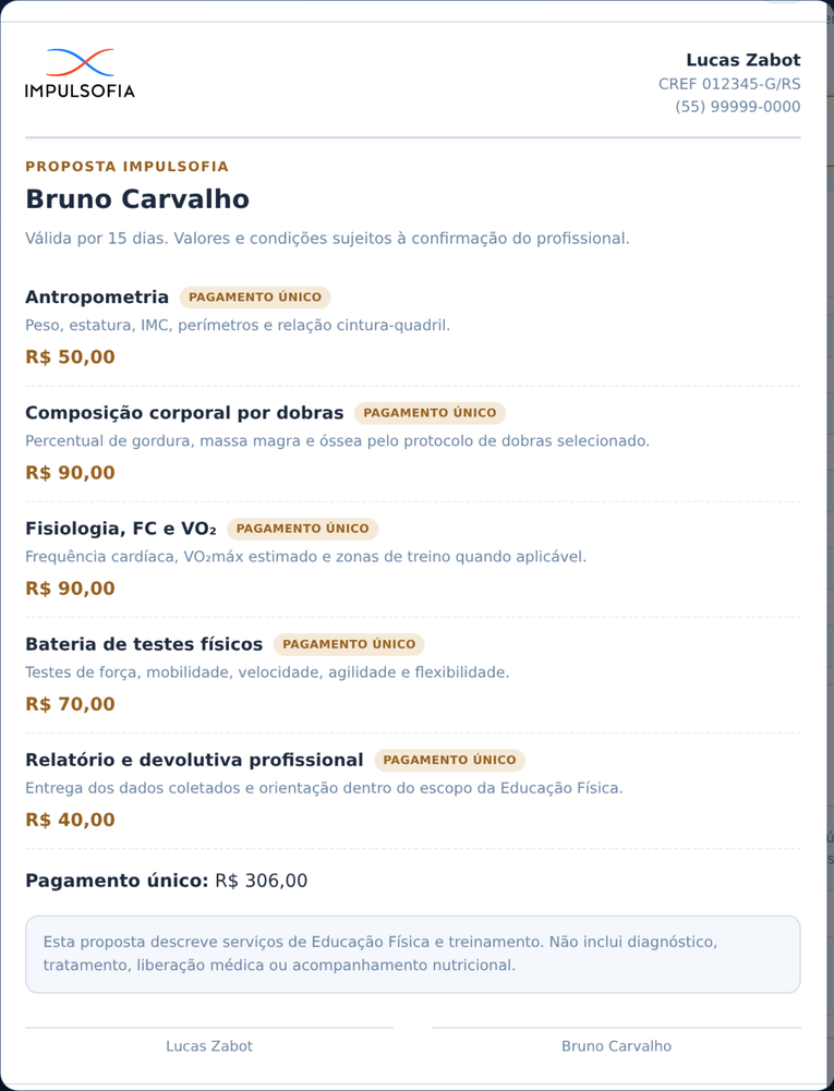 Exemplo do dashboard propostas