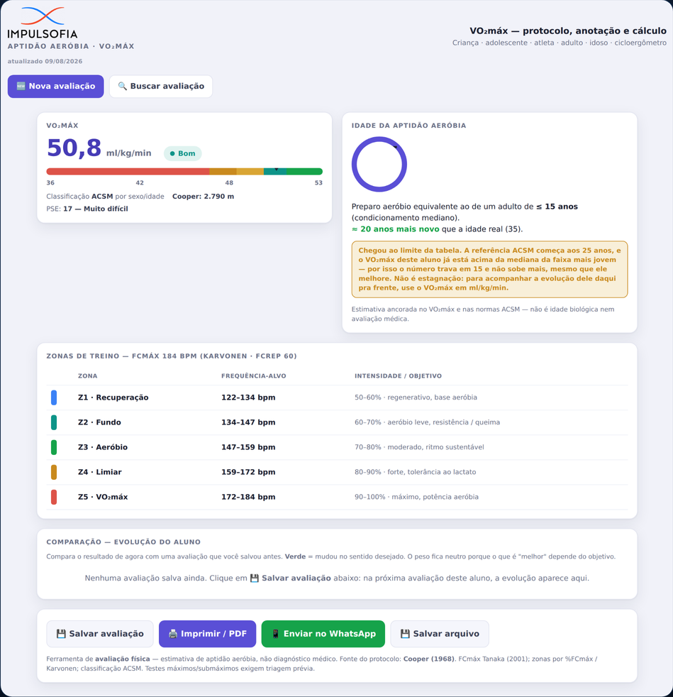 Exemplo do dashboard aerobio